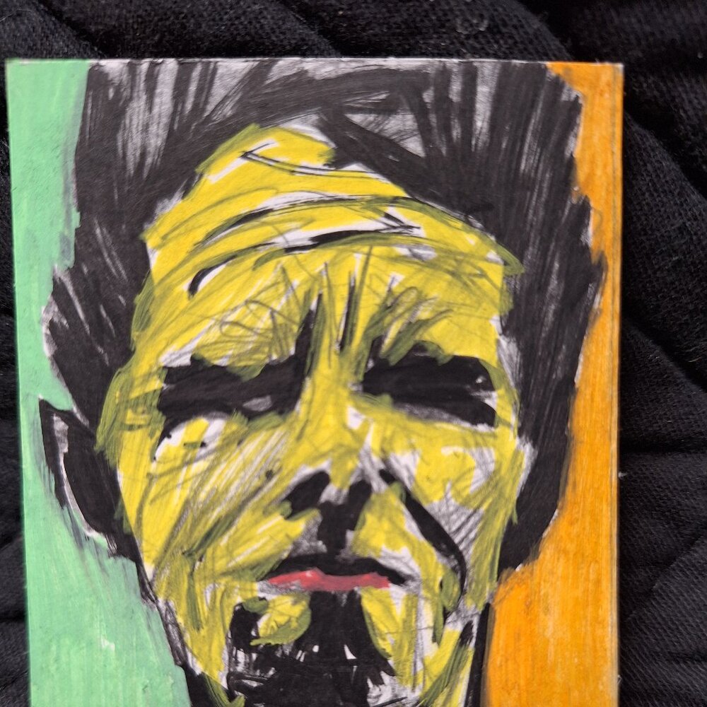 ACEO 2.5"x3.5" Portrait Abstract Tom Waits Miniature Art Card Original Handmade